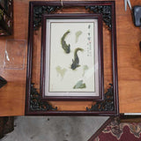 Jade Fish Rosewood Frame