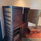 Contemporary Slatted Wood Cabinet