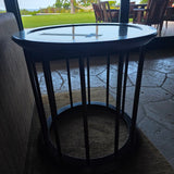 Round Side Table with Pattern Glass Top