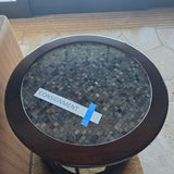 Round Side Table with Pattern Glass Top