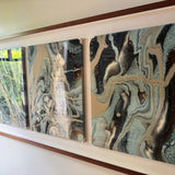 Large framed abstract triptych