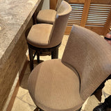 Set of three A. Rudin upholstered swivel counter/bar stools - model unconfirmed