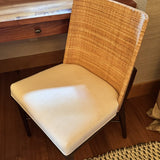 Palecek Woven Rattan Side Chair with Ivory Upholstered Seat