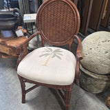 Lexington Woven Rattan Oval-Back Armchair – Tropical Palm Upholstery