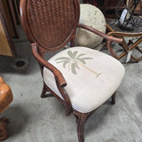 Lexington Woven Rattan Oval-Back Armchair – Tropical Palm Upholstery