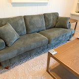 Sage Green Ribbed Sofa with Two Matching Pillows