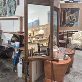 Faux-Bamboo Rectangular Mirror with Woven Cane Header