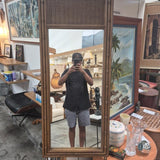 Faux-Bamboo Rectangular Mirror with Woven Cane Header