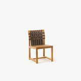 Set of 10 hardwood lattice-and-sling outdoor dining chairs