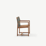 Set of 10 hardwood lattice-and-sling outdoor dining chairs