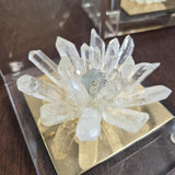 Lucite & Clear Quartz Crystal Bookends - Pair