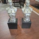 Silver Male Torso Sculptural Bookends - Pair