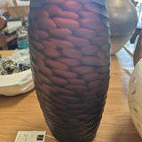 Amethyst & Amber Textured Art Glass Vase