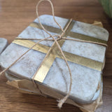 Gray Marble Coasters with Gold-Tone Inlay - Eight