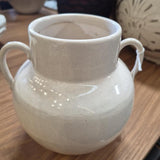 Ivory Ceramic Double-Handled Urn Vase