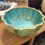 Verdigris Green Scalloped Decorative Bowl
