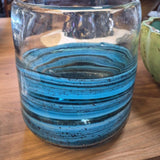 Blue Swirl Art Glass Cylinder Vase