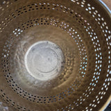 Antiqued Silver Perforated Metal Candleholder