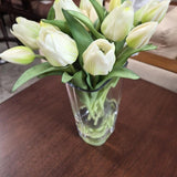 Faux White Tulip Arrangement in Clear Glass Vase