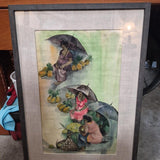 Framed Fiji Pineapple Market Watercolor-Style Artwork