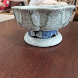 Celadon Crackle-Glazed Scalloped Pedestal Bowl