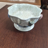 Celadon Crackle-Glazed Scalloped Pedestal Bowl