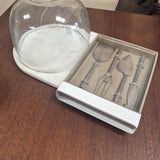 White Marble Cheese Board, Glass Dome & Cheese Utensils