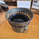 Antiqued Bronze Pierced Cachepot with Ring Handle
