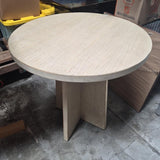 Round Whitewashed Wood Cross-Pedestal Dining Table