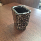 Black & Gold-Flecked Glass Square Votive Holder