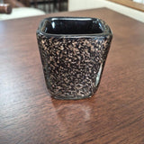 Black & Gold-Flecked Glass Square Votive Holder