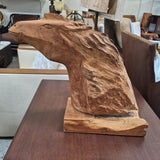 Hand-Carved Indonesian Wooden Horse Head Sculpture