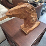Hand-Carved Indonesian Wooden Horse Head Sculpture