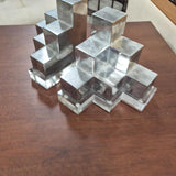 Silver Geometric Stepped Bookends on Acrylic - Pair
