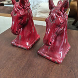 Distressed Red Horse Head Bookends - Pair