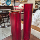 Pair of Graduated Ruby Red Column Vases