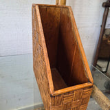 Woven Rattan and Wood Magazine File Holder
