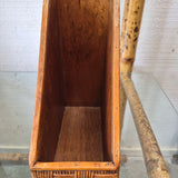 Woven Rattan and Wood Magazine File Holder