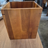 Honey-Brown Wooden Wastebasket