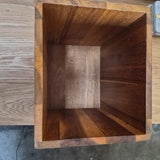 Honey-Brown Wooden Wastebasket