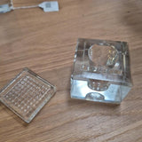 Clear Glass Lidded Inkwell-Style Vessel