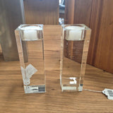 Tall Clear Column Tealight Holders - Pair