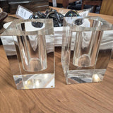 Clear Rectangular Block Vases - Pair