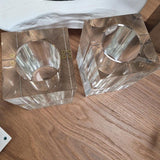 Clear Rectangular Block Vases - Pair