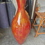 Orange-Red and Gold Decorative Floor Vase