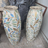 Cast-Stone Botanical Leaf Floor Vase