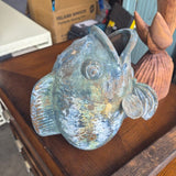 Patinated Fish Sculpture / Decorative Vessel