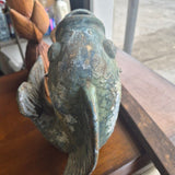 Patinated Fish Sculpture / Decorative Vessel
