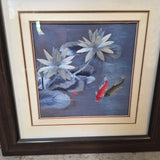 Koi and Water Lilies Embroidered Textile