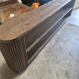 RH Mulholland 96-inch Low Console - Brown Oak